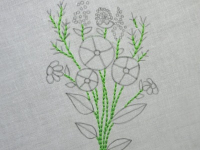 Floral Hand embroidery Hoop Art pattern. Unique Stitch Flower Design -17