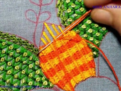 Hand Embroidery Fancy Flower Design Tutorial, New Style Leaf Design, Embroidery Design