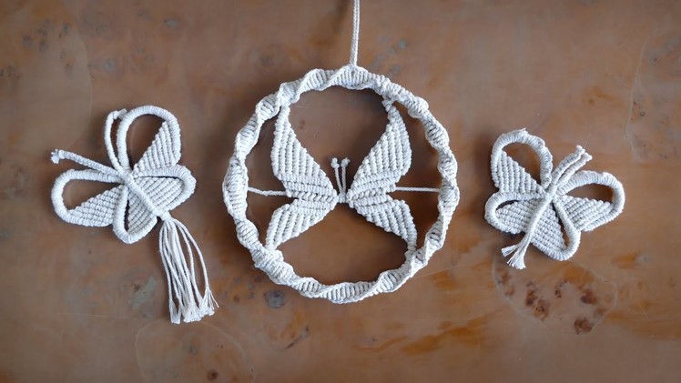 Hanging Macrame Butterfly in Circle