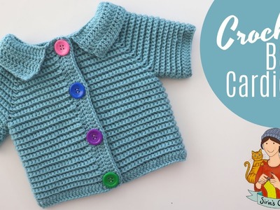 How To Crochet An Easy Baby Cardigan. Vest With Collar