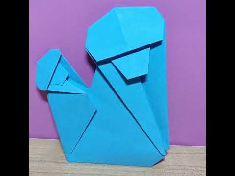 How to make a paper monkey with baby #origami #shorts