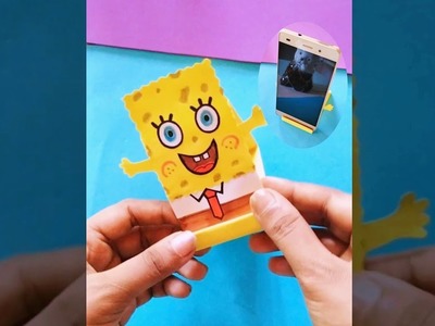 How to make paper  mobile phone Holder| DIY Mobile Phone holder | Sponge Bob | Mobile stand#shorts#