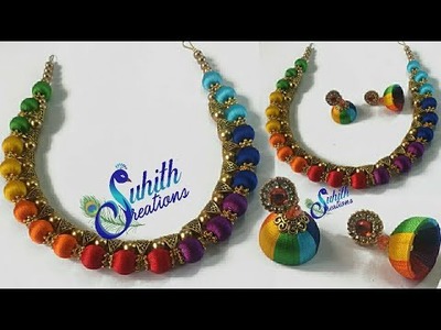 Multi colour necklace | Silk thread necklace | @Suhith Creations