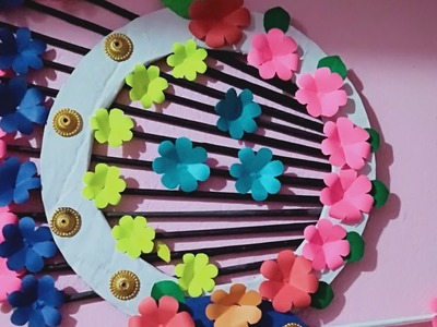 Paper craft.paper flower wall hanging.Home decor Ideas.Paper flower vase.flower vase with paper