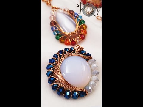 Play with wire | Moon | Pendant | Crystal beads | big stone no holes @Lan Anh Handmade 715 #Shorts