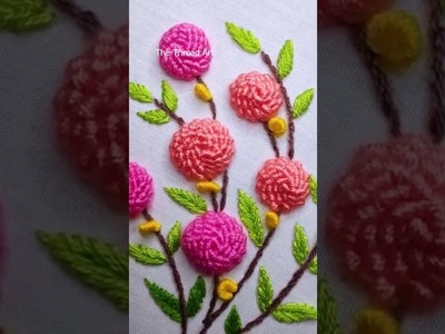 Trellis Stitch tutorial | Pink Flower Embroidery For Beginners | #shorts