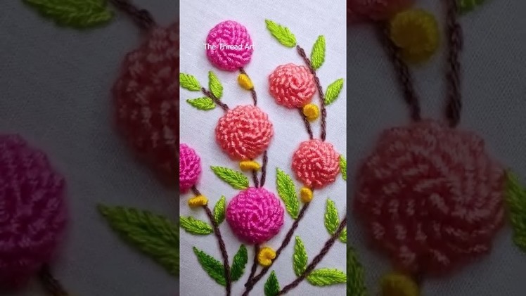 Trellis Stitch tutorial | Pink Flower Embroidery For Beginners | #shorts