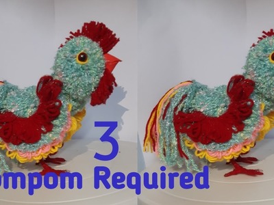 Waste Wool Craft. Crafts With Pompom. Yarn DIY Roomdecor. Woolen Murga