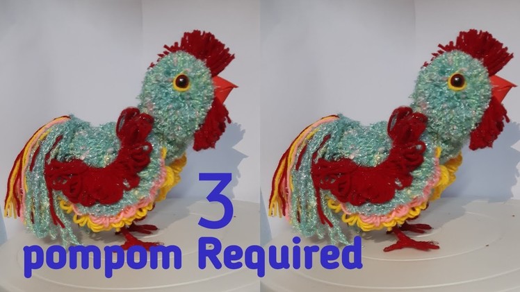 Waste Wool Craft. Crafts With Pompom. Yarn DIY Roomdecor. Woolen Murga