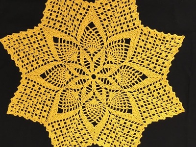 (#1225)(parte3.4)(CANHOTO)-CENTRO de MESA CROCHE Pt ABACAXI-Pineapple Crochet Table Center-(LEFTIES)