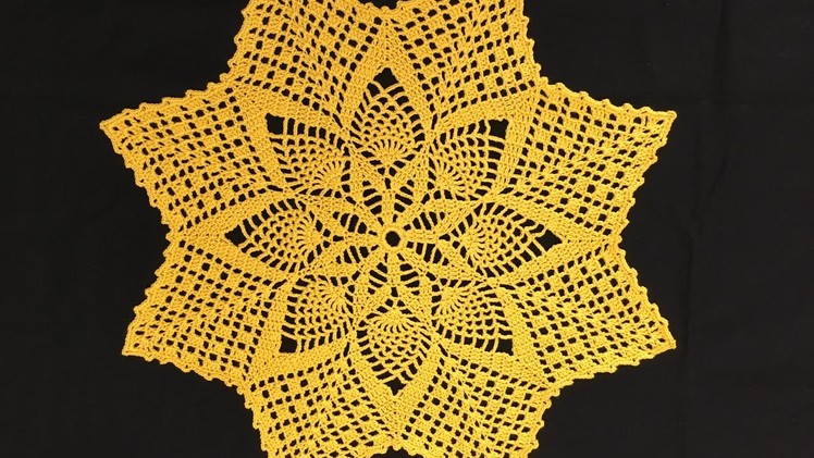 (#1225)(parte3.4)(CANHOTO)-CENTRO de MESA CROCHE Pt ABACAXI-Pineapple Crochet Table Center-(LEFTIES)