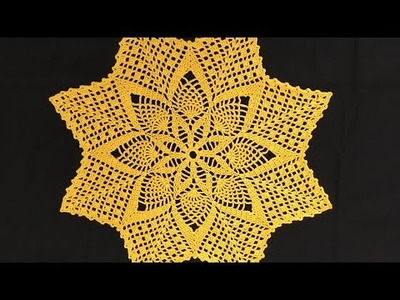 (#1225)-(parte4.4)-CENTRO de MESA CROCHE Pt ABACAXI-(passo a passo)-Pineapple Crochet Table Center