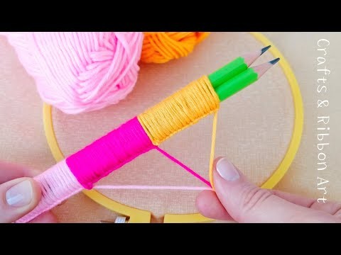 Amazing Woolen Roses Making Trick using Pencil - DIY 3D Roses with Wool - Hand Embroidery Flowers