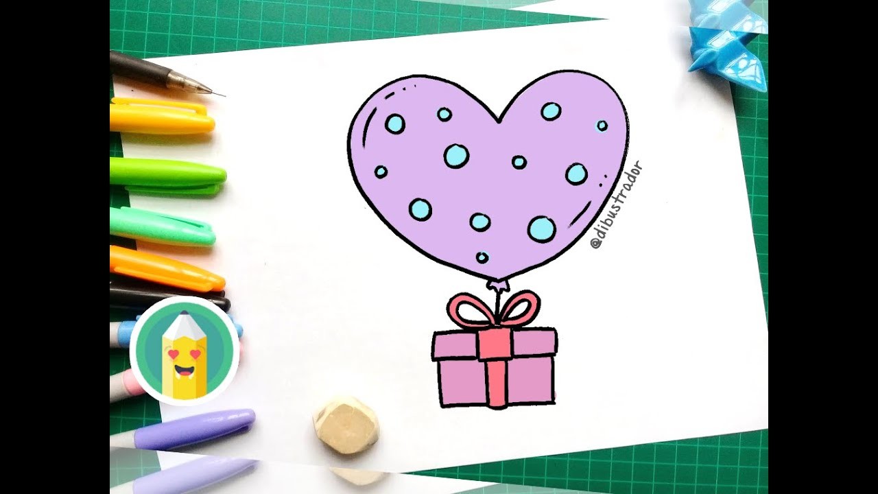 Como Dibujar un Regalo de Amor Facil, How to Draw a Love Gift Box Easy