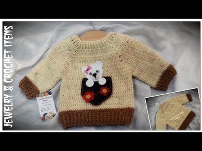 Crochet Baby Cardigan With Teddy Bear Applique (Part 1)