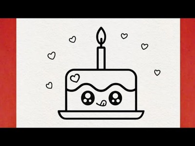 Dessin facile | comment dessiner un gateaux d'anniversaire | dessin kawaii | dessins facile a faire