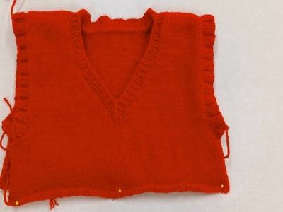 DIY How to knit sweater for kid, basic and easy ways to knit v neck border. Part 3!