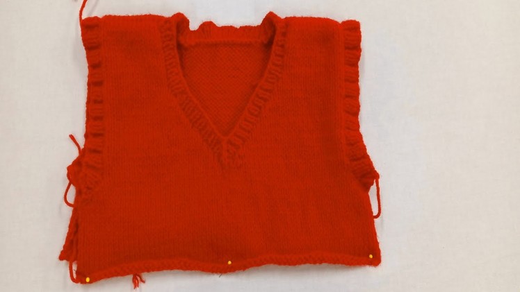 DIY How to knit sweater for kid, basic and easy ways to knit v neck border. Part 3!