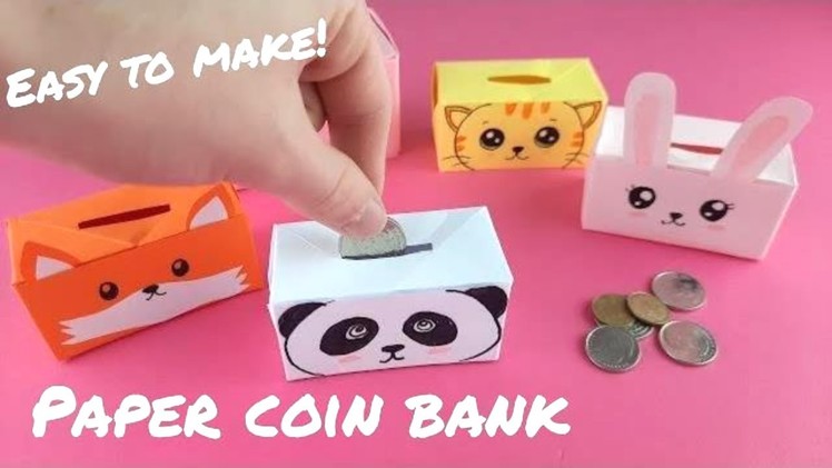 DIY paper piggy bank. Origami piggy bank. Easy paper money box