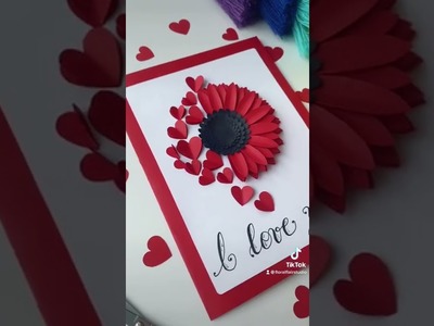 DIY Valentine's Day Card | Handmade Gift | V-Day Craft | Half Sunflower and Hearts | Crafts for Kids