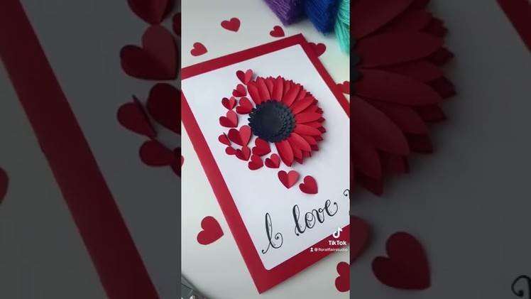 DIY Valentine's Day Card | Handmade Gift | V-Day Craft | Half Sunflower and Hearts | Crafts for Kids