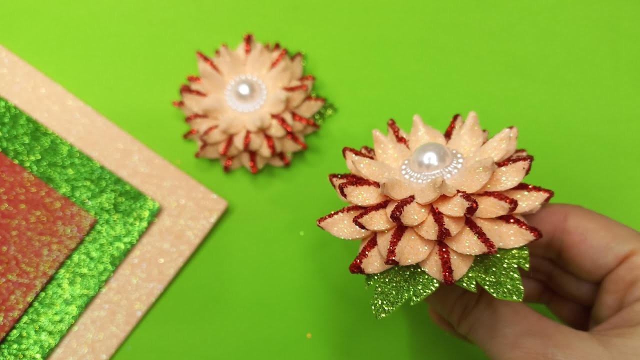 Foam Sheet Flower Step By Step. Foam flowers tutorial. DIY Glitter Foam