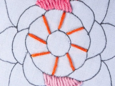 Hand embroidery amazing spider wheel based button hole stitch variation flower design