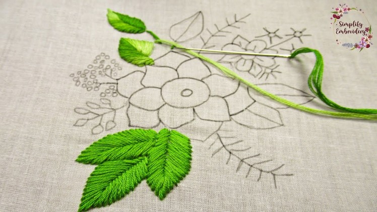 Hand embroidery flowers Design - How to Stitch Flower pattern Step by Step -16