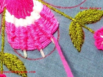 Hand Embroidery Spider Stitch Flower Design, Single Flower Embroidery Design, Pink Flower Embroidery