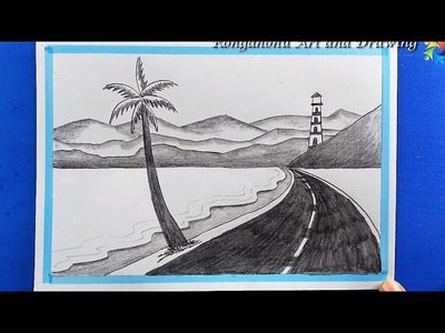 How to Draw Coastal Road at the Sea | Sea Side Road Scenery Drawing with Pencil