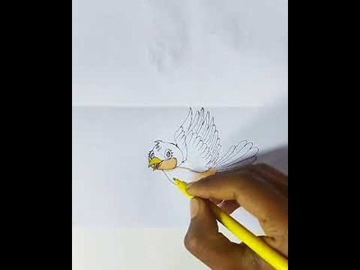 How to draw cute flying bird???? easy tutorial @Anand Sketch Art #shorts #youtubeshorts #viral
