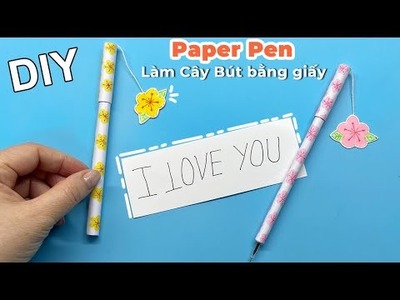 How to make a Paper Pen | Origami Paper Pen | DIY homemade cute pen decoration | Liam Channel