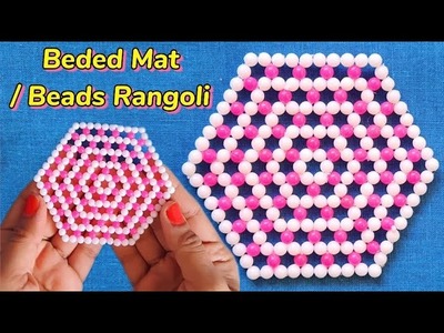 How to make Beades Table Mat | DIY Easy Pearl Beads craft | Beaded Rangoli | Bead Mat | Tea Coaster