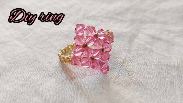How to make Crystal beaded ring ????. diy beaded ring