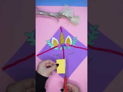 How to make handmade paper unicorn kite at home. Easy kite making idea . DIY kite