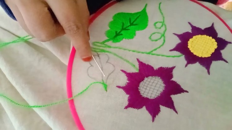 How to make very beautiful & easy sunflower hand embroidery design by s d a i✨????????✨????????