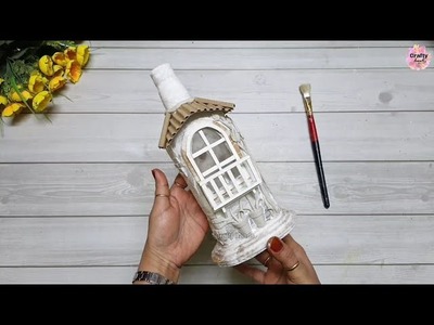 How to transform a waste bottle into an amazing tiny house | bottle art |bottle house |crafty hands