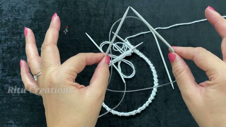 Knitting How to use round Circular Needle easiest way for beginners | तार वाली सिलाई से कैसे बुनें