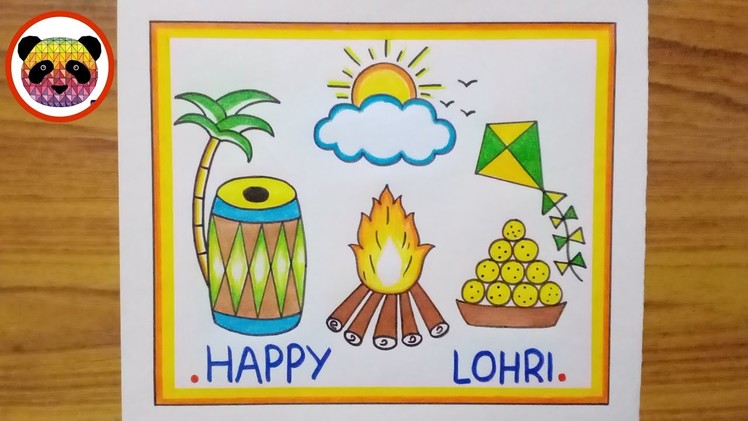 Lohri Drawing Easy Steps. Lohri Festival Drawing. Happy Lohri Drawing. How to Draw Lohri