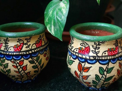 Madhubani Painting On A Clay Pot| DIY| Pot Painting
