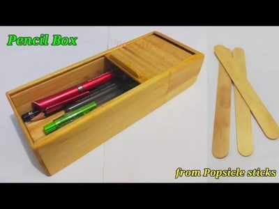 Making Pencil Box from Popsicle sticks. DIY