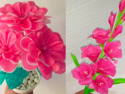 Making Two Beautiful Pink Flowers with Iron and without Iron.DIY Craft