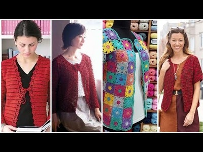 Super Classy Embroidered Crochet #hand Made Shrugs Cardigan design #trendy