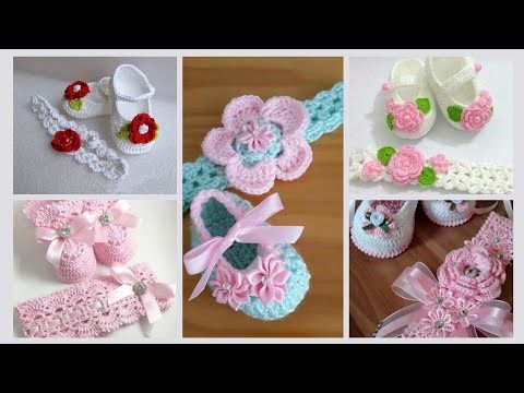 Super cute crochet booties and crochet headband for newborns girls #crochetbooties #crochetheadbands