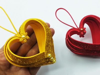 Super Easy Pom Pom Heart Making With Foam Paper | Amazing Valentine's Day Craft Ideas | DIY Heart