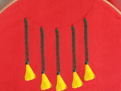 Tassel Work Neckline Embroidery Design for Dress (Hand Embroidery Work)