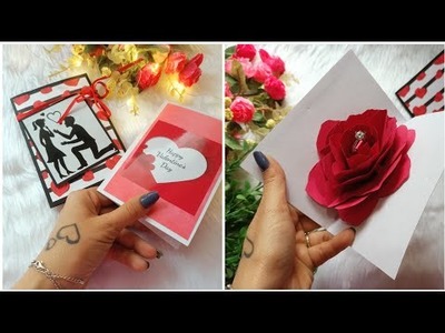 Valentine day Handmade Card idea || Pop-up Rose Card with Ring || Valentine special Pop-up Rose Card