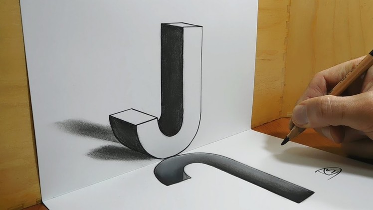 3D Trick Art on Paper, Letter J and its Hole