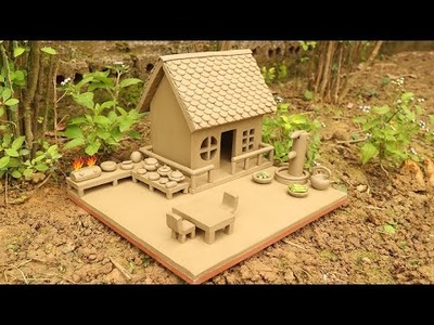Amazing technique build DIY miniature house || how to make clay kitchen set with water pump & plants