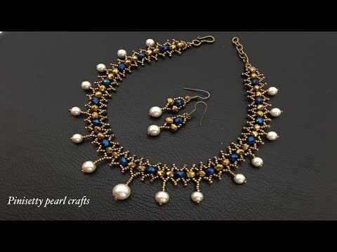 Beaded Necklace || Party wear || Rondelle Crystal Necklace Easy Tutorial.@Pinisetty Pearl Crafts